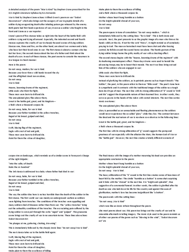 A Detailed Analysis Of The Poem Pdf