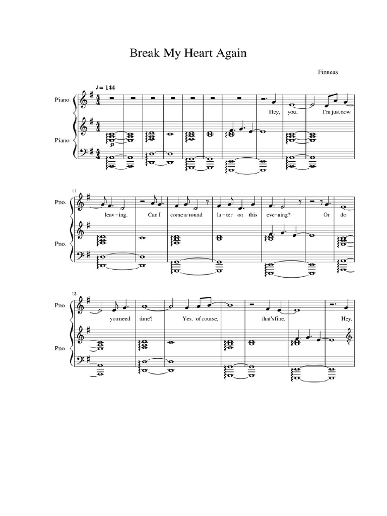 Break My Heart Again Sheet Music Pdf