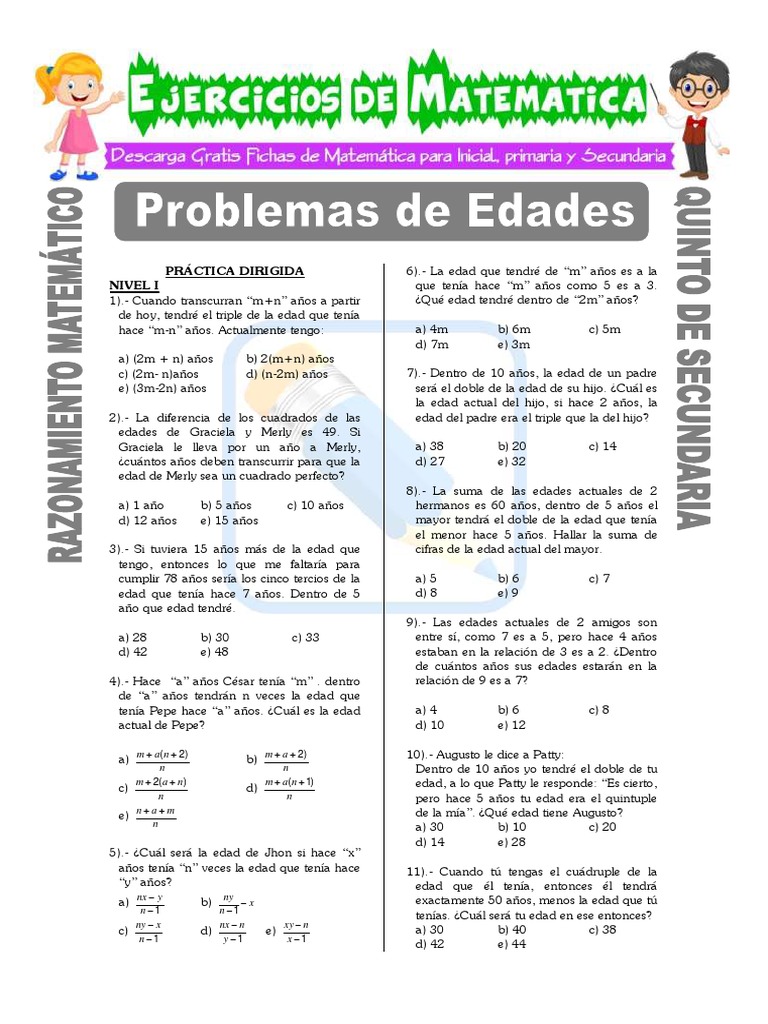 Problemas de Edades: Nivel Secundaria | PDF