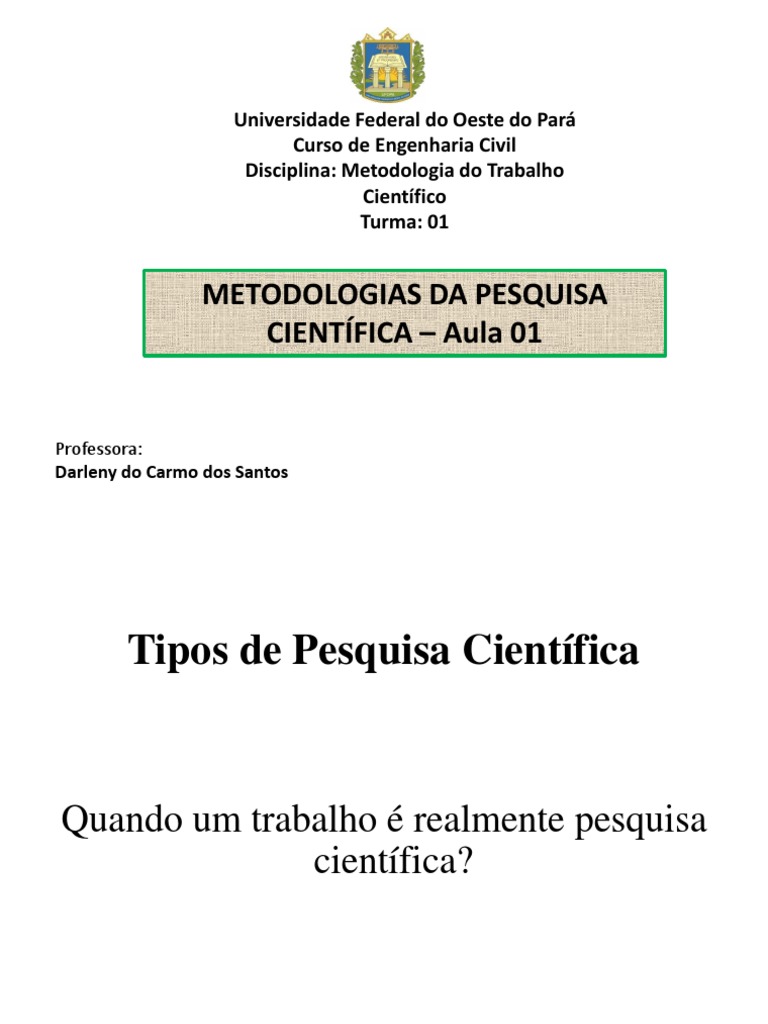Tipos e Metodologias de Pesquisa Científica | PDF | Science | Método ...