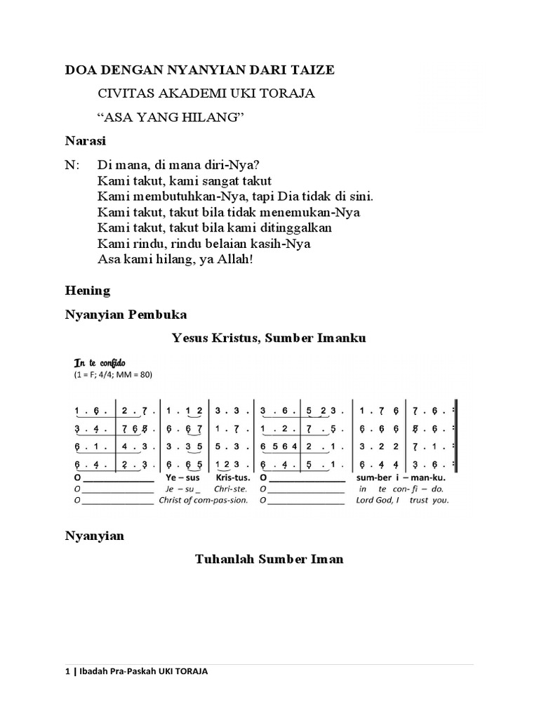 Doa dan Nyanyian Pra-Paskah Taize | PDF
