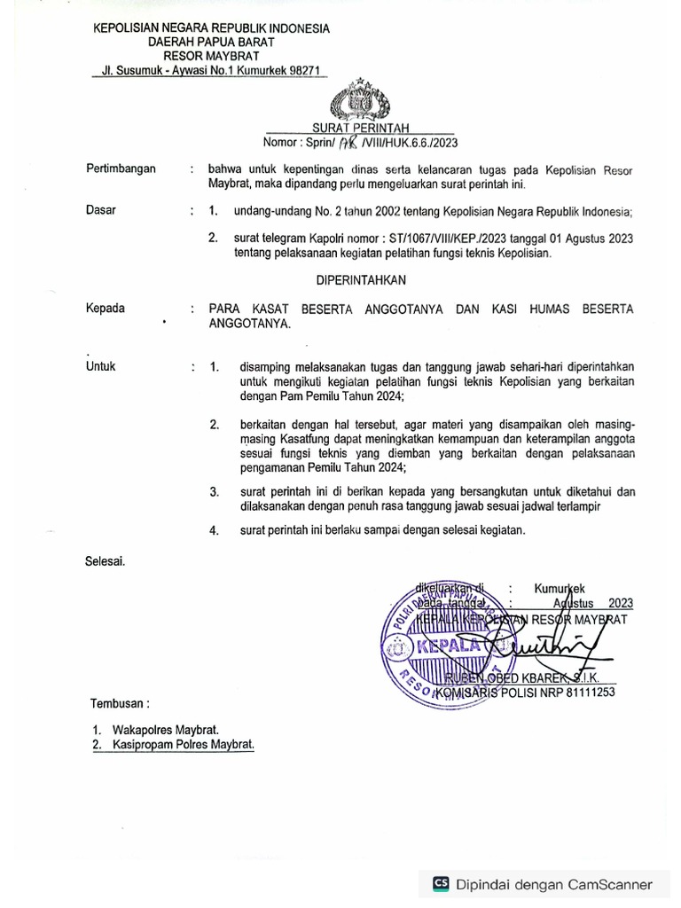 Sprin Pelatihan Fungsi Teknis | PDF