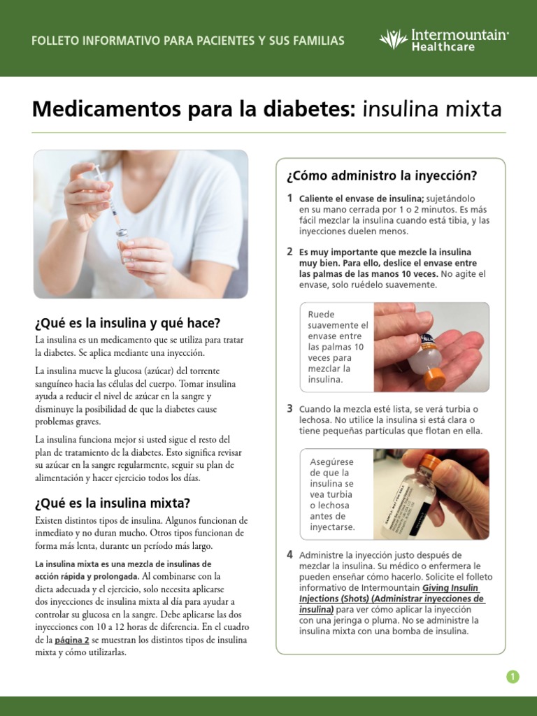 Diabetes Medications Mixed Insulin Fact Sheet Spanish PDF Insulina