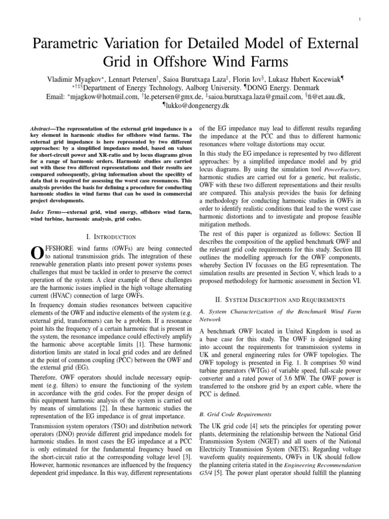 Harmonic Analysis in Offshore Wind Farms | PDF | Transformer | Electric ...