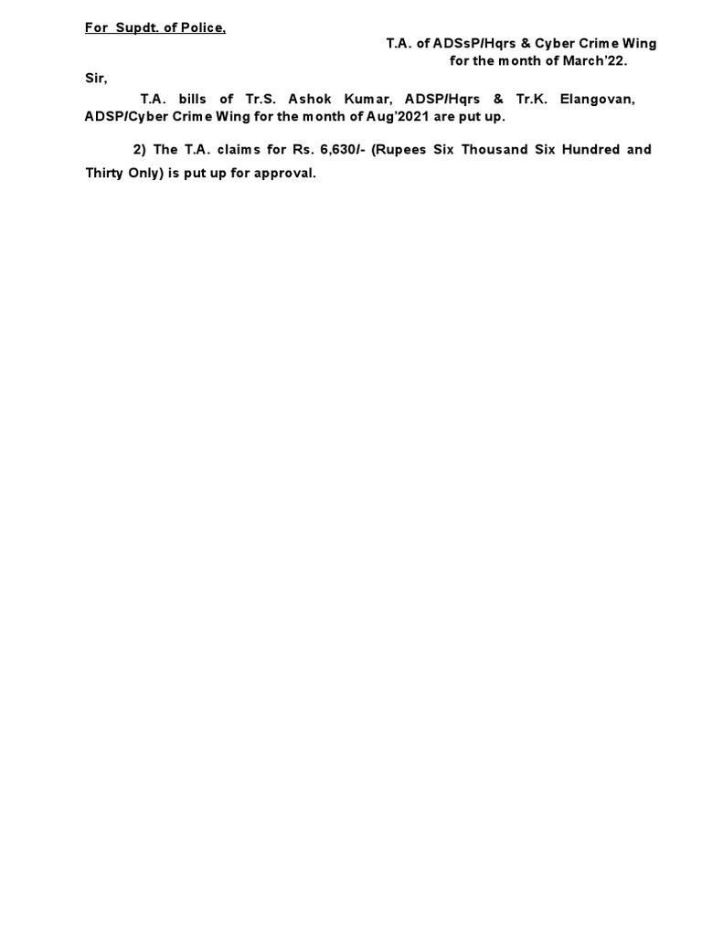 T.A. Claims for ADSPs and ASPs | PDF