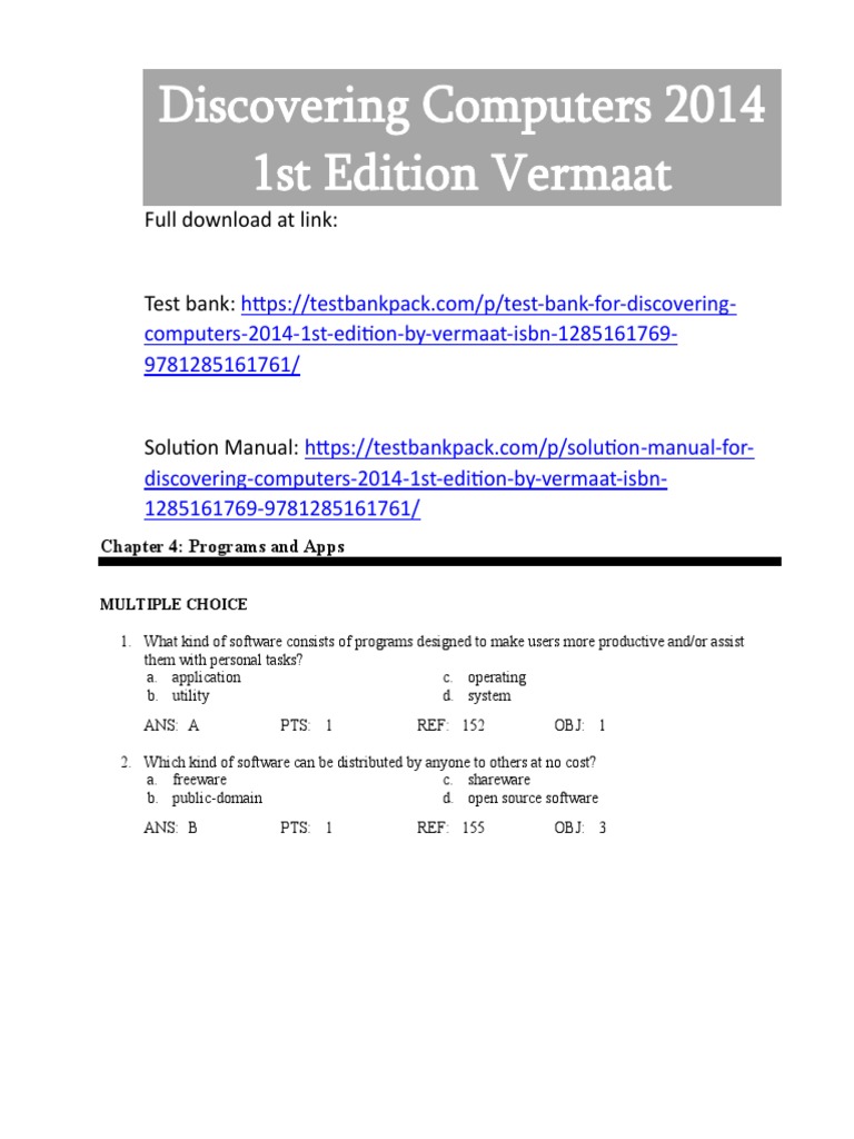 Discovering Computers 2014 1st Edition Vermaat Test Bank 1 | PDF