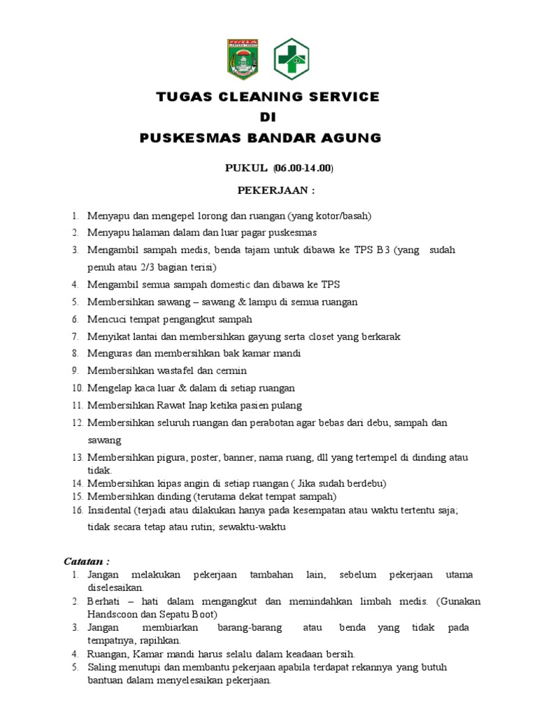 Tugas Cleaning Service Puskesmas PDF