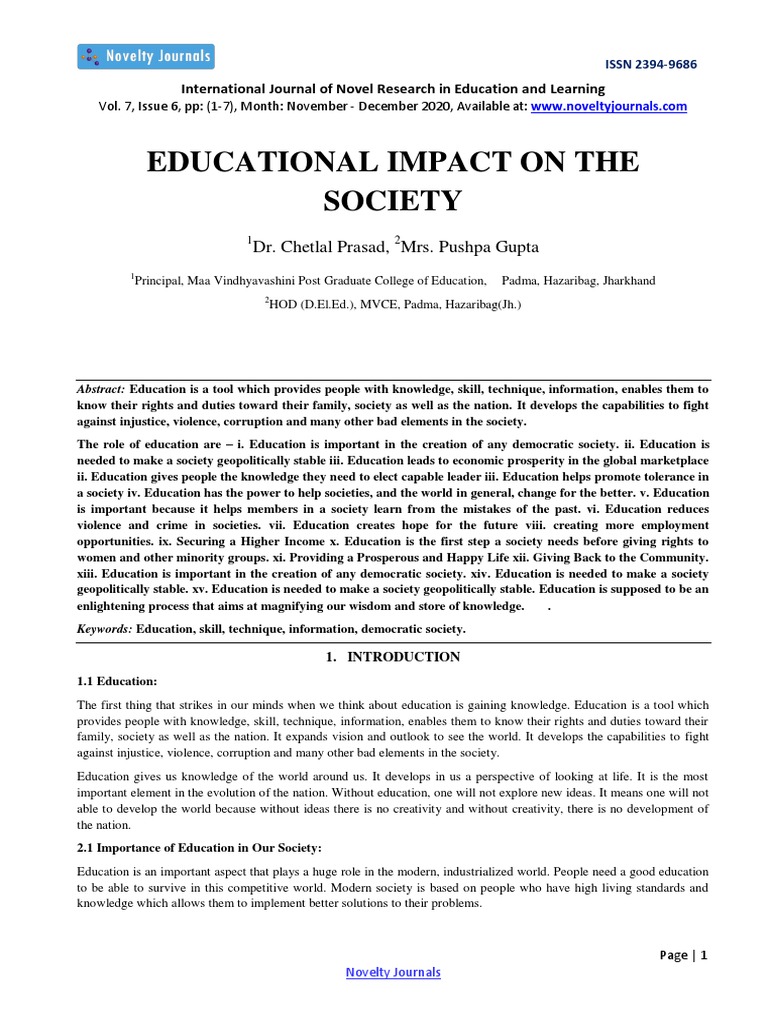 Educational Impact on Society Explained | PDF | Politics