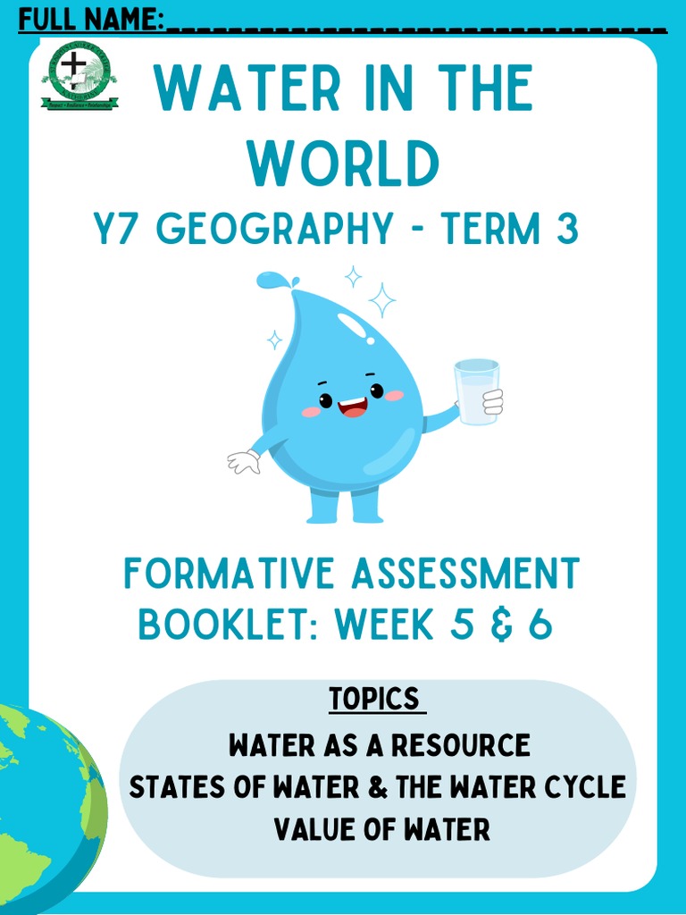 Y7 Term 3 Geography Water Usage Formative Assessment Booklet 2023 PDF Atmosphere Of Earth