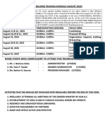 Uyssed Leadership Capacity Bulding Trianing Schedule