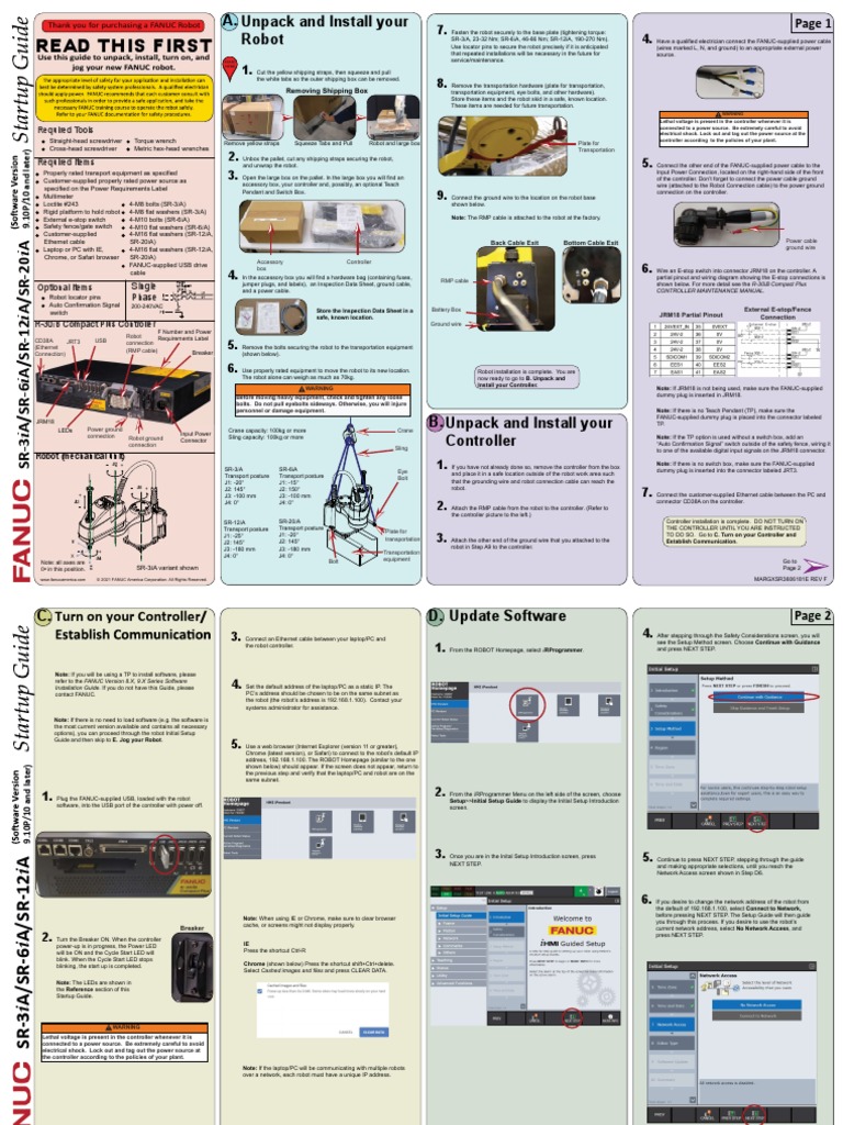 Unpacking and Installing FANUC Robots | PDF