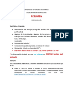 Puntos A Evaluar para Entrega de Resumen