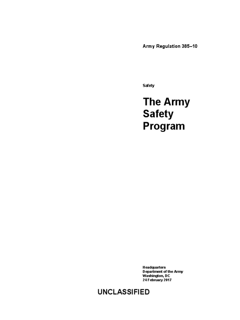 Ar 385 10 army safety program pdf occupational safety and health