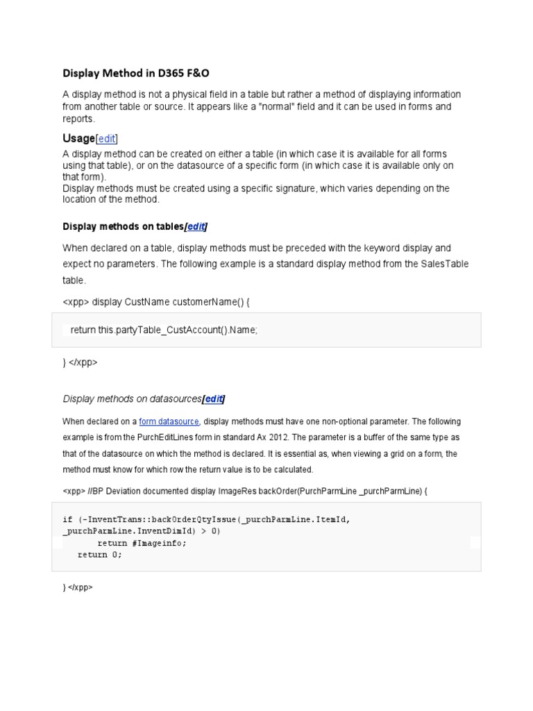 Display Method in D365 F Download Free PDF Boolean Data Type Data