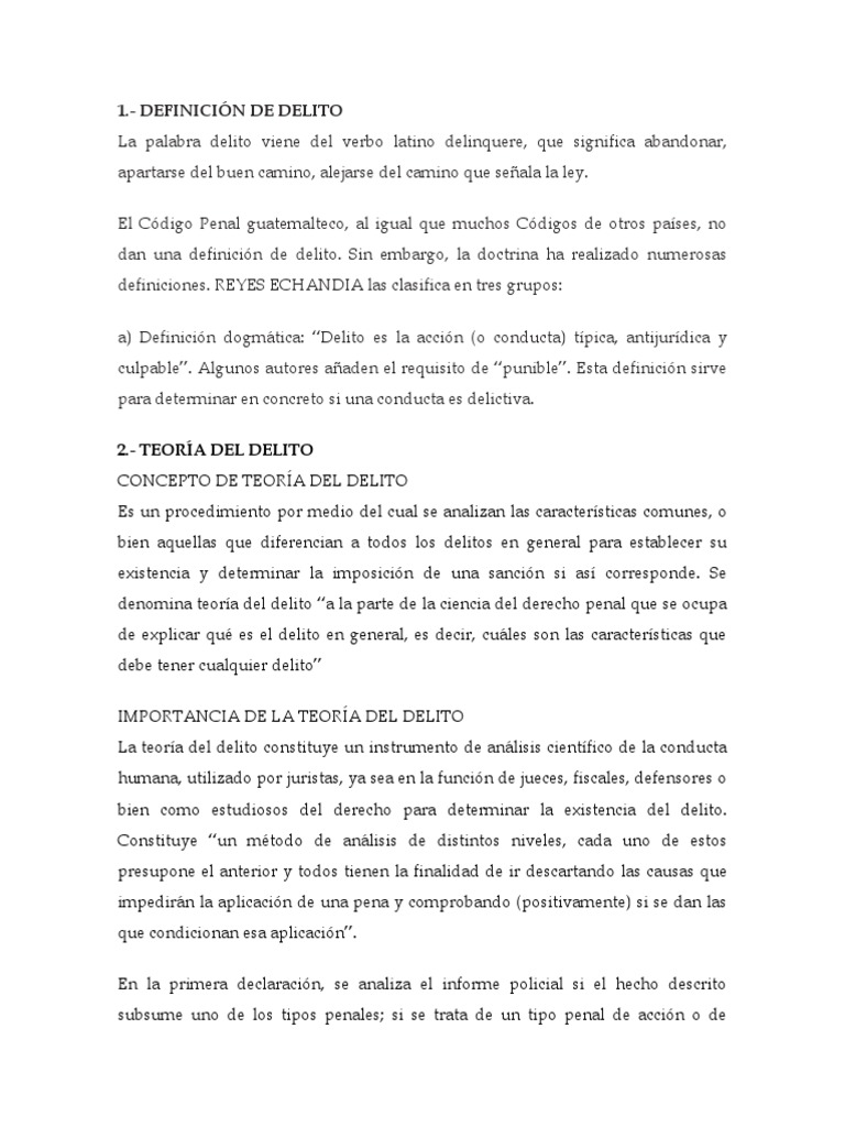 Teoría Del Delito | PDF | Intención (Derecho Penal) | Derecho penal