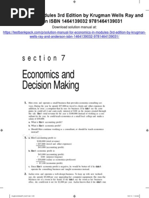 Economics in Modules 3rd Edition Krugman Solutions Manual 1