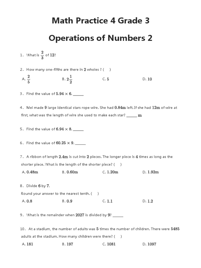 Math Practice 4 Grade 3 Pdf