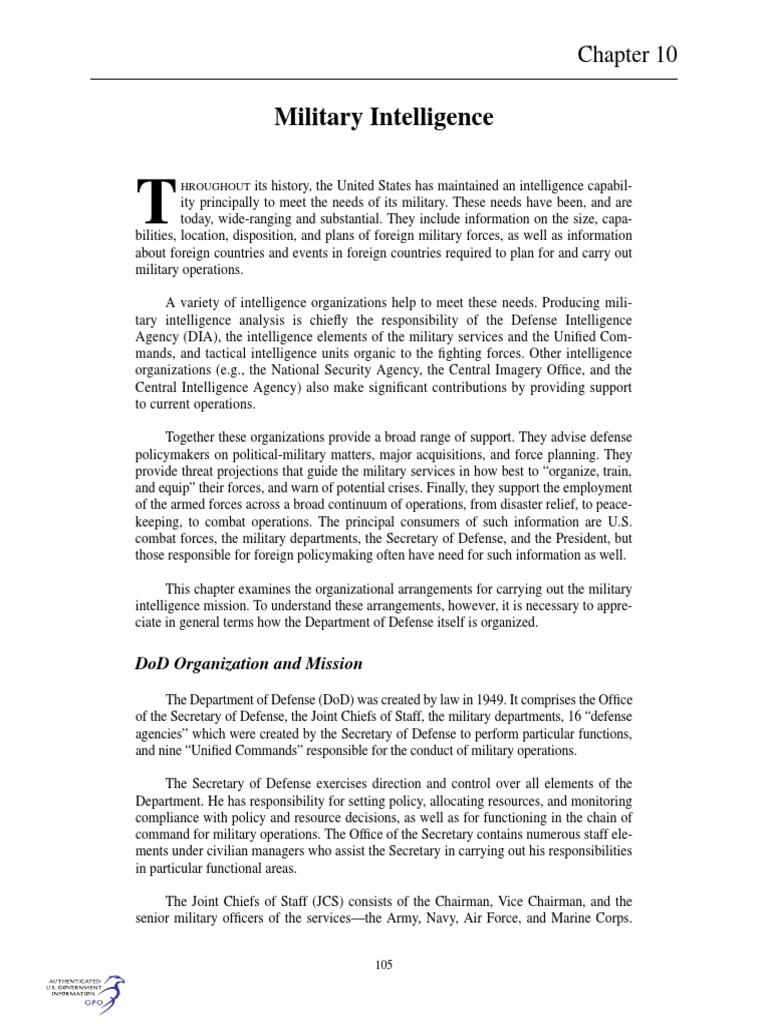 Military Intelligence Organization Overview | PDF | United States ...