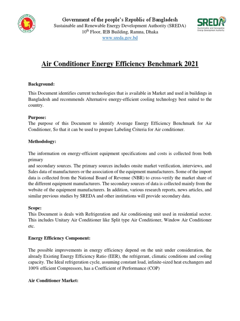 Bangladesh Air Conditioner Energy Efficiency Guide | PDF | Air ...