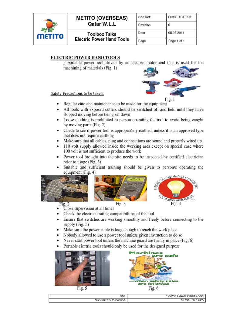 QHSETBT025 Electric Power Hand Tools PDF