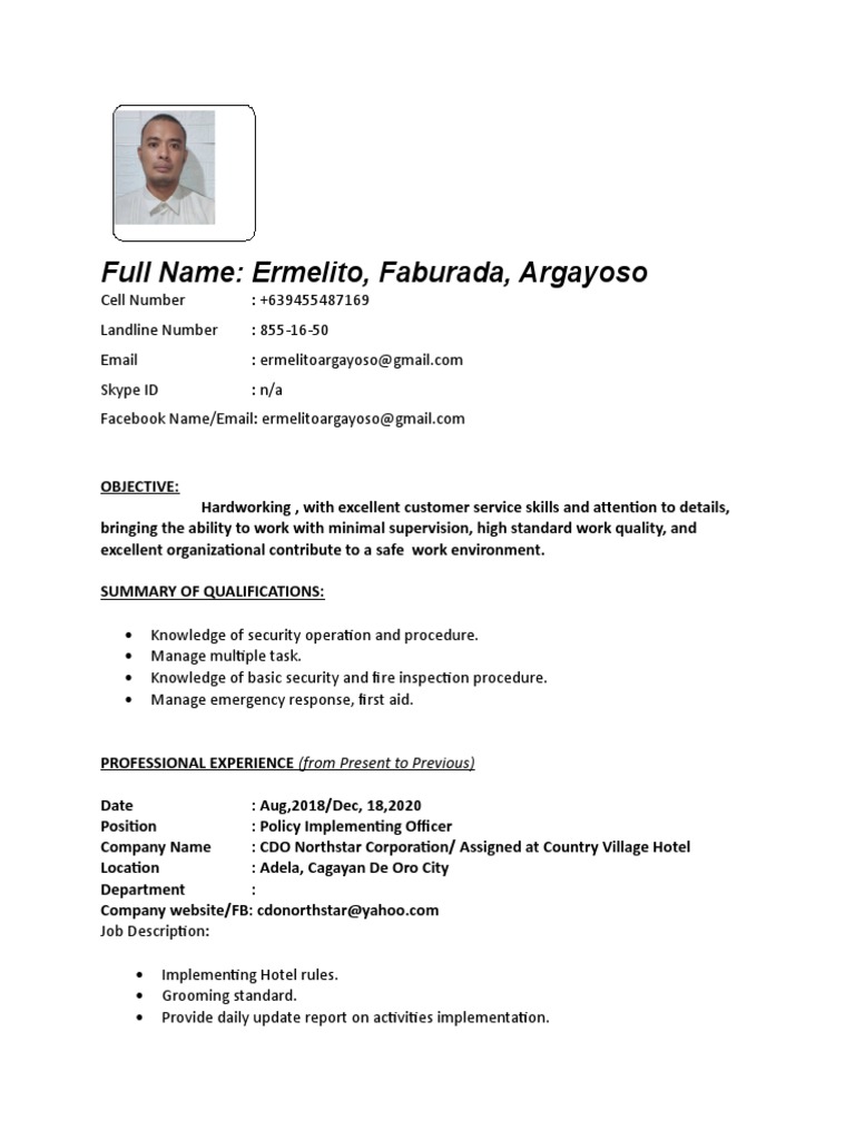 Security and Management Professional Resume | PDF
