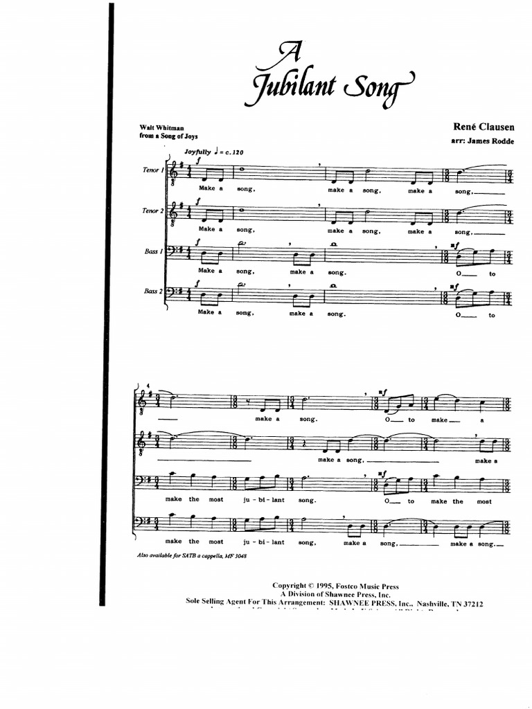 A Jubilant Song Rene Clausen TTBB PDF