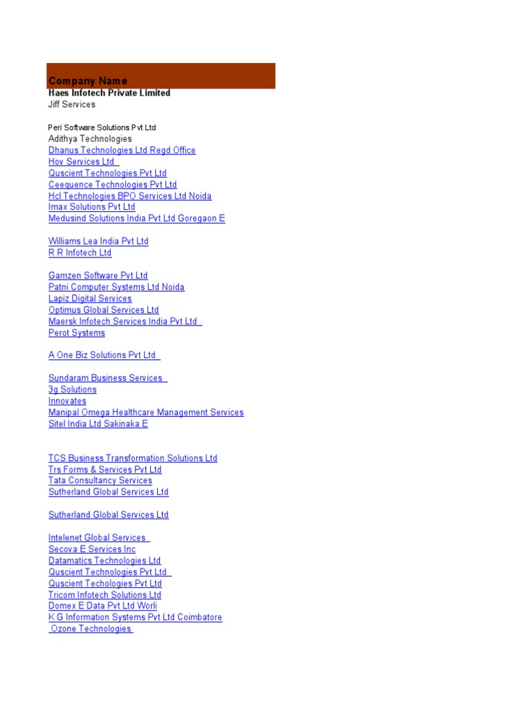 Chennai Bpo Company 450 Pdf Outsourcing Information Technology