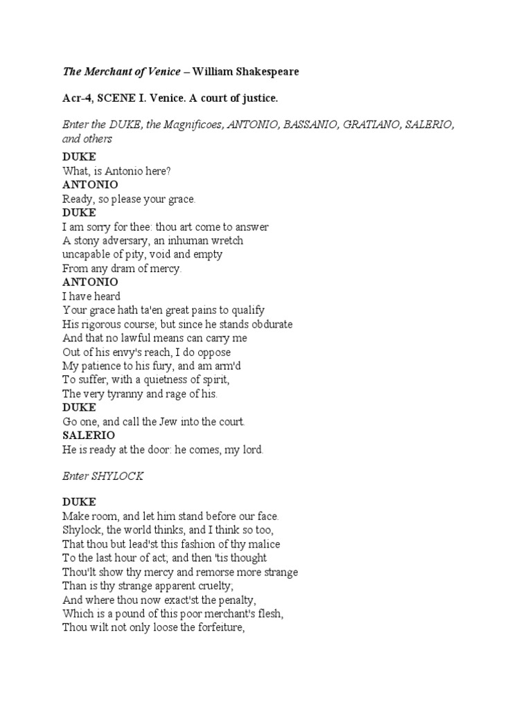 Act 4 Scene 1-Merchant of Venice | PDF