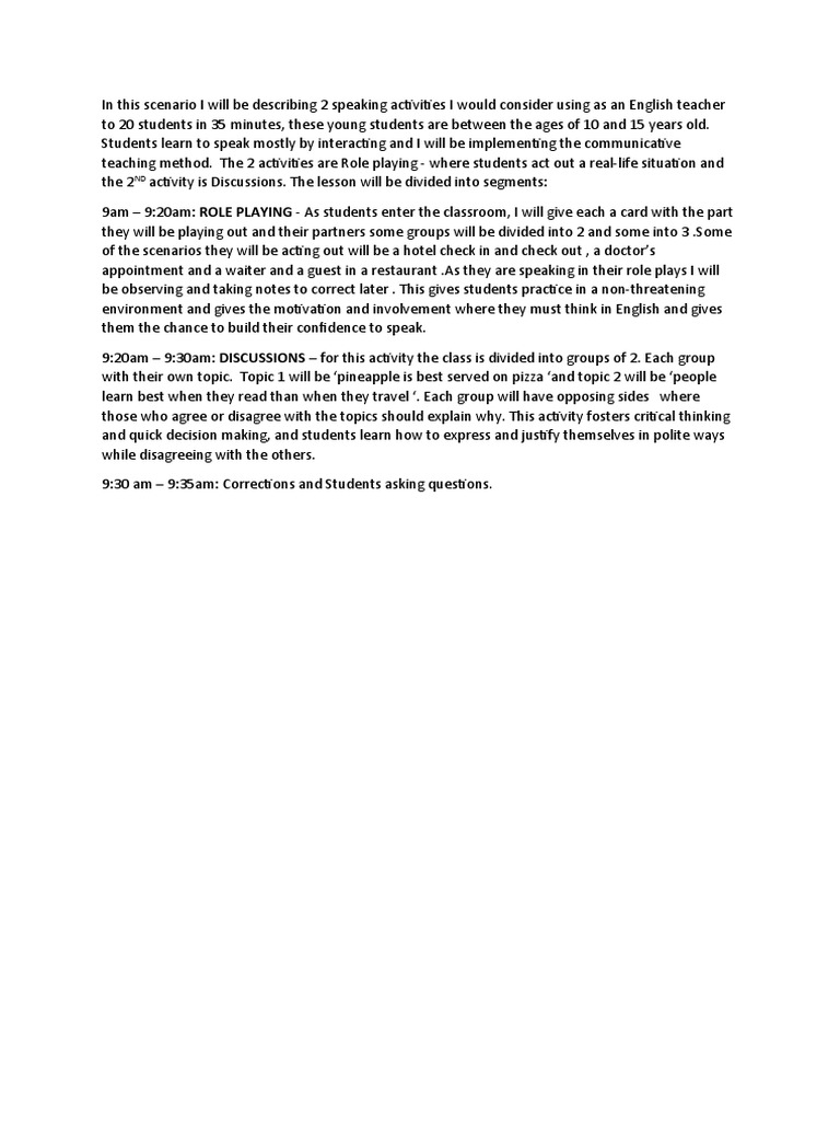 Engaging Speaking Activities for Teens | PDF