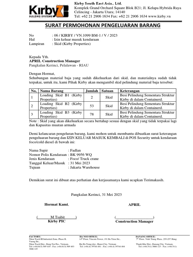 Surat Permohonan Pengeluaran Barang III | PDF