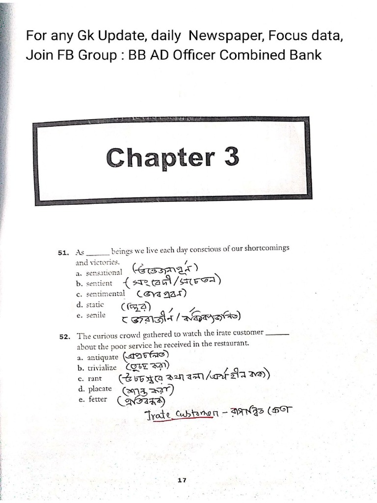 501 Sentence Completion (3rd Chapter) Solution by Abdul Wadud | PDF