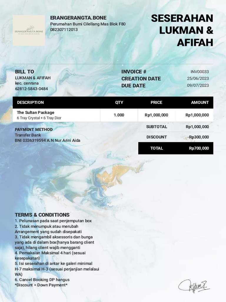 Invoice Seserahan Lukman & Afifah | PDF