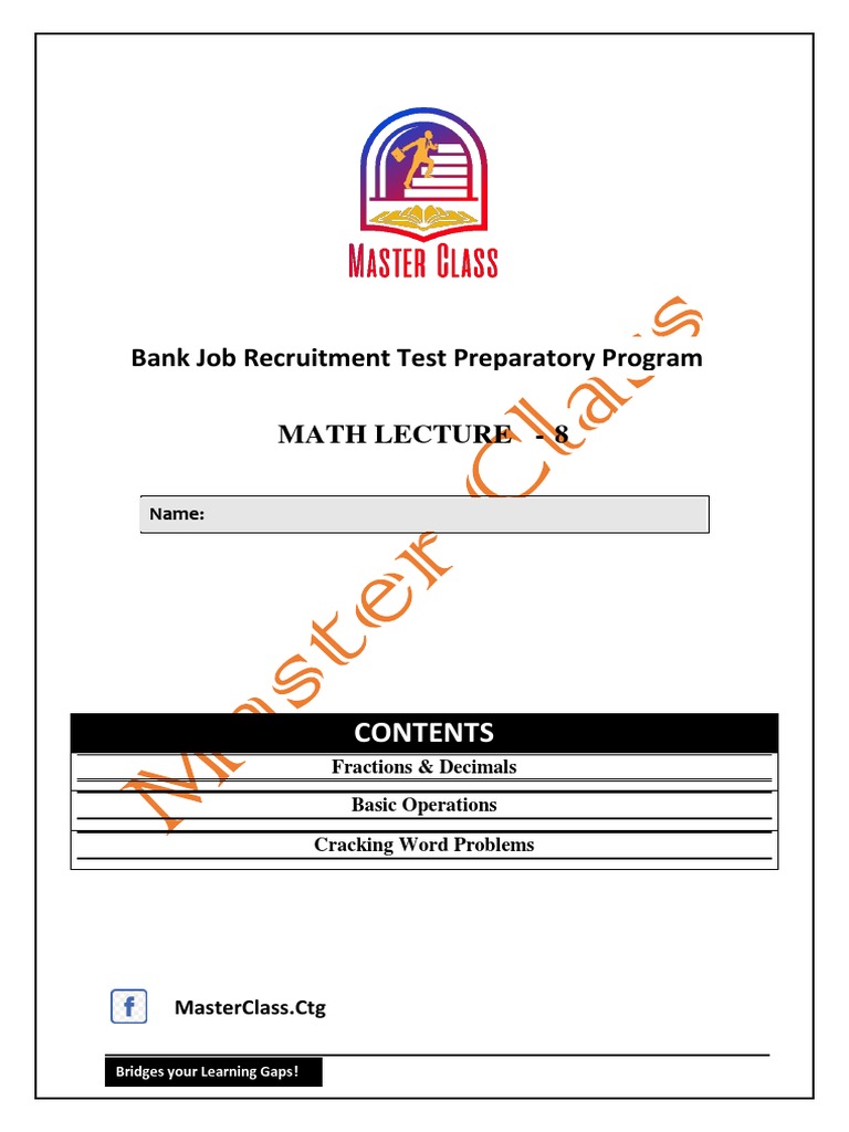 Math Lecture 8 Master Class | PDF