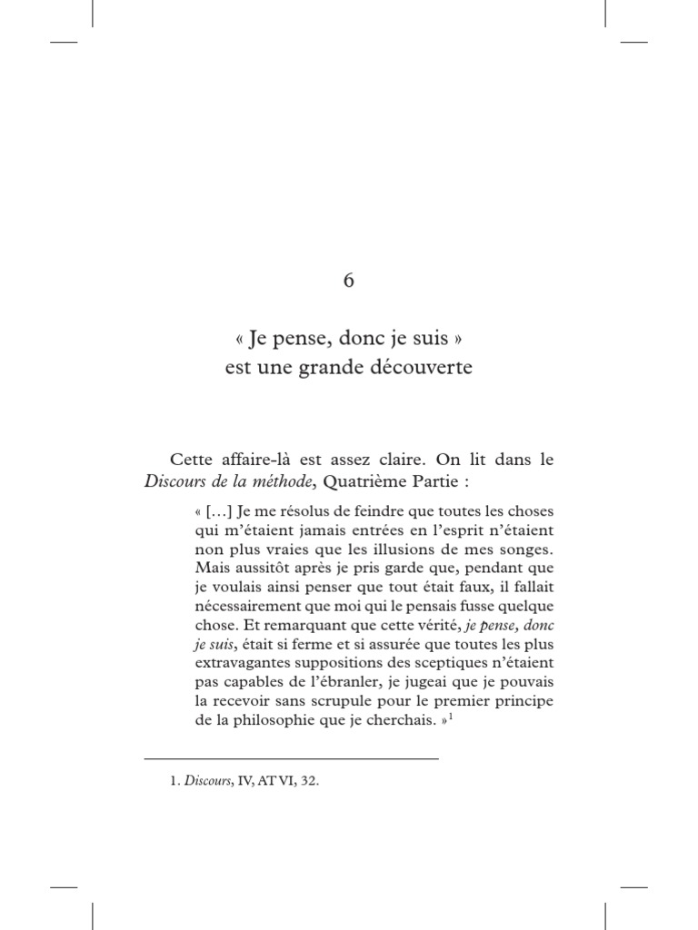 Je Pense, Donc Je Suis Est Une Grande Découverte PDF
