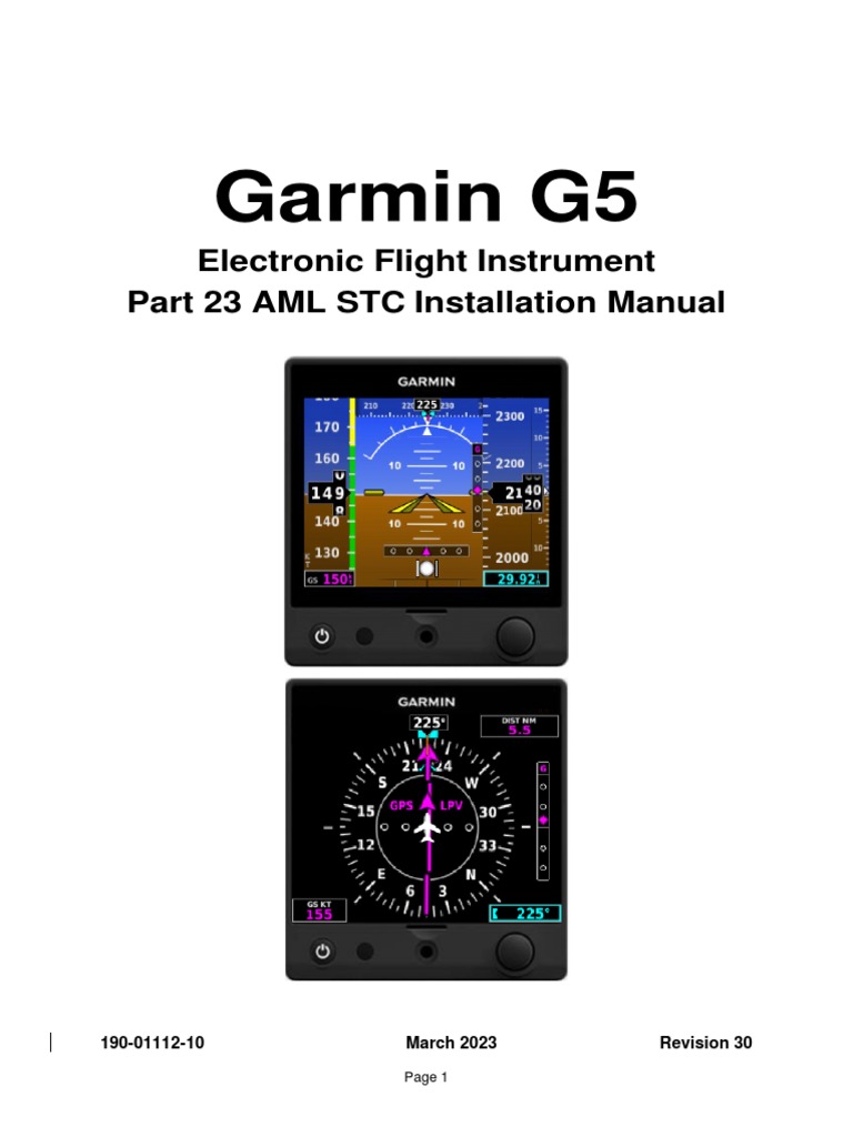 Garmin G5 Installation Manual Rev. 30 1900111210 30 PDF