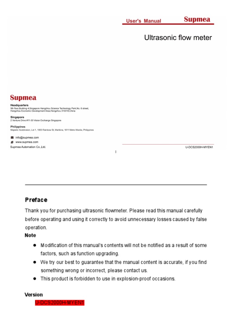 2000h Ultrasonic Flow Meter Manual PDF