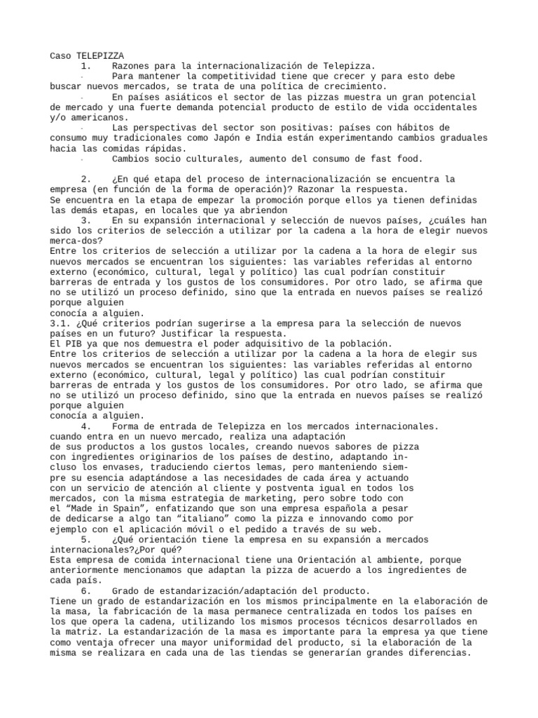 Caso TELEPIZZA | PDF