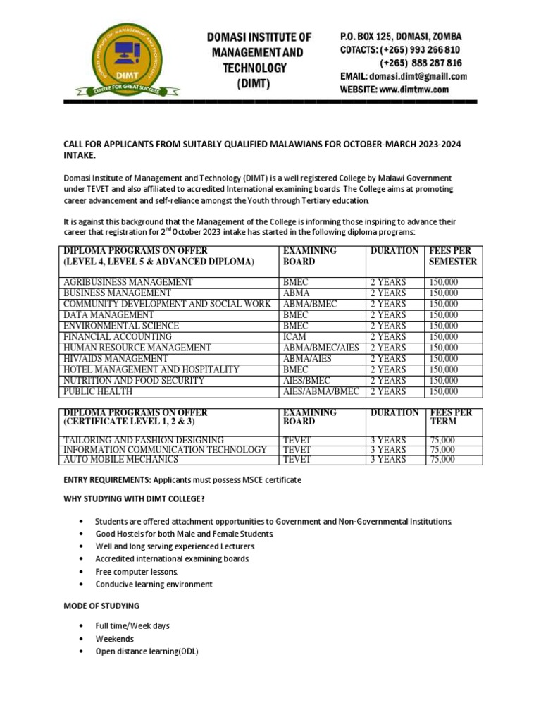 October 2023 Intake | PDF
