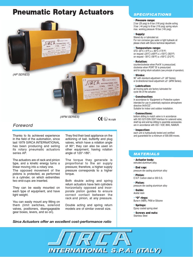 Pneumatic Rotary Actuators | PDF