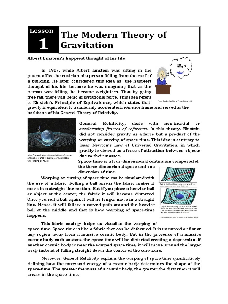 Lesson 6 Modern Theory Of Gravitation Pdf Spacetime General