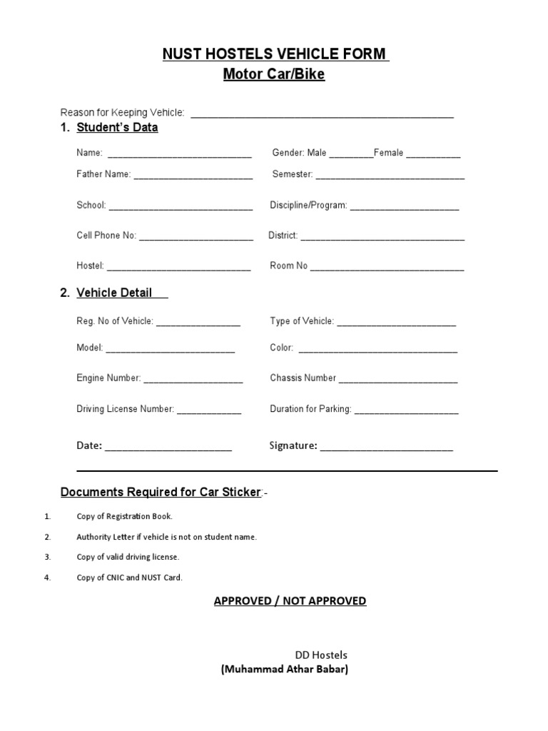 Vehicle Form 1 | PDF
