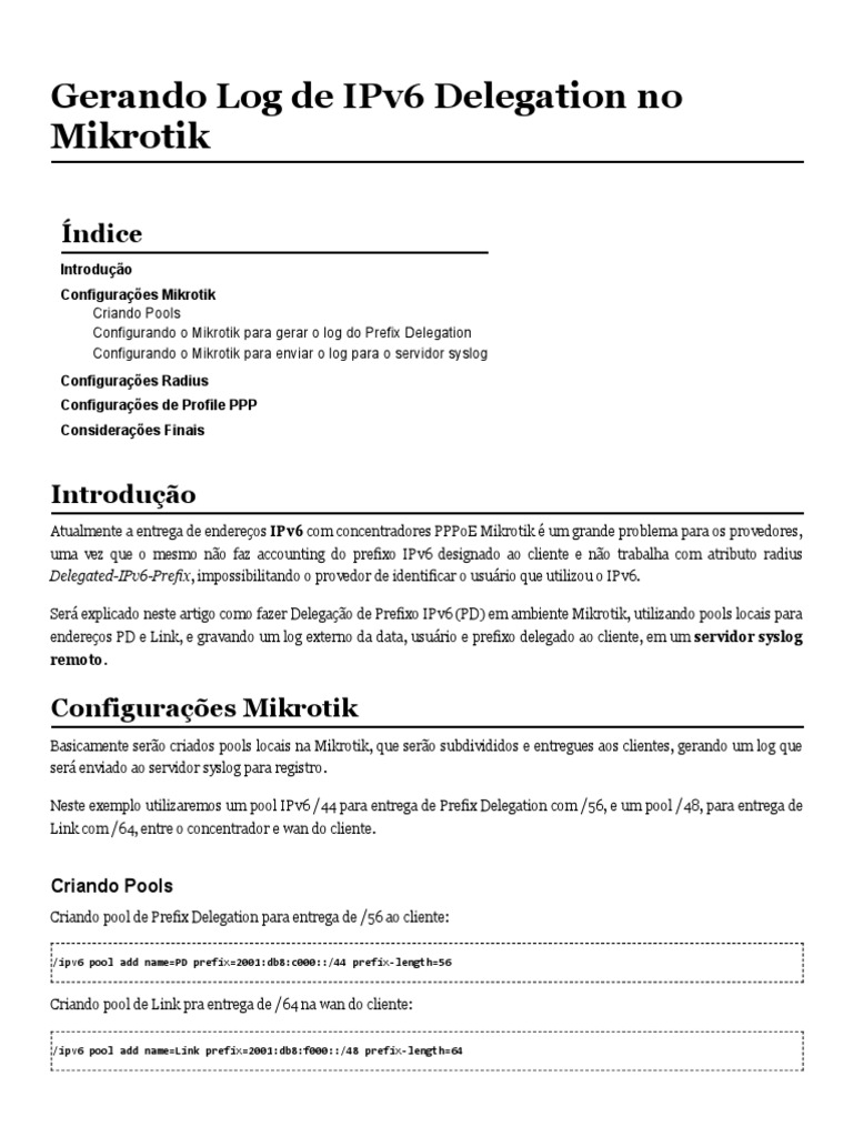 Gerando log de ipv6 delegation no mikrotik wiki bpf pdf