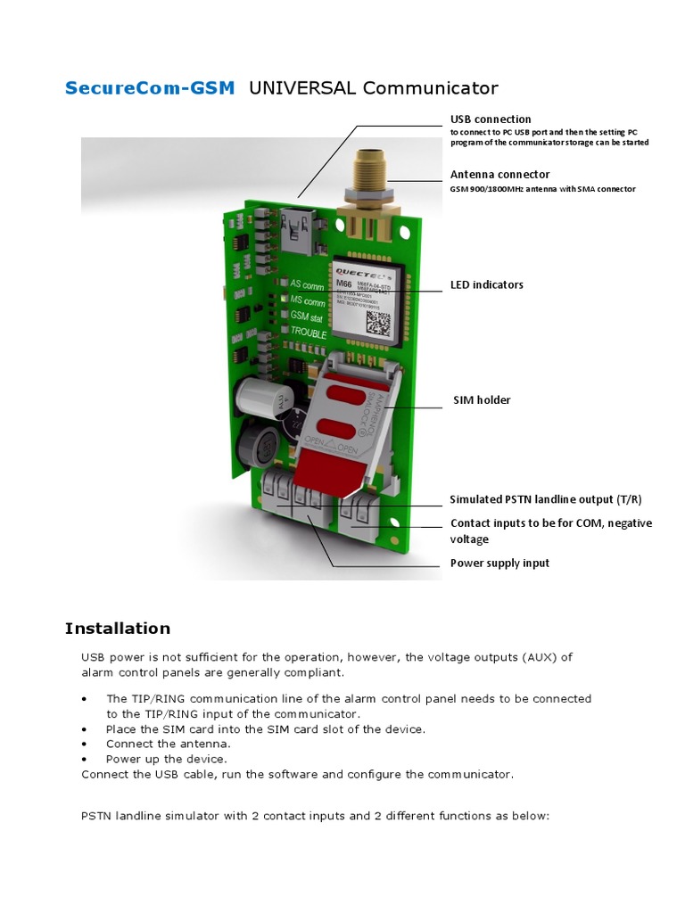 SecureCom GSM ENG | PDF | Usb | Telephone Number
