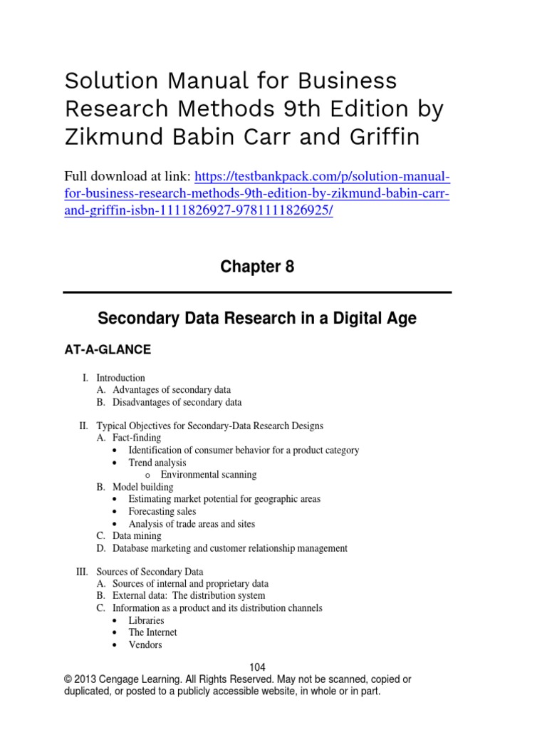 Business Research Methods 9th Edition Zikmund Solutions Manual Download ...