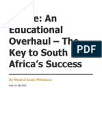 An Educational Overhaul - A Must For South Africa
