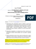 Ley #18.251 Responsabilidad Laboral en Los Procesos de Descentralización Empresarial