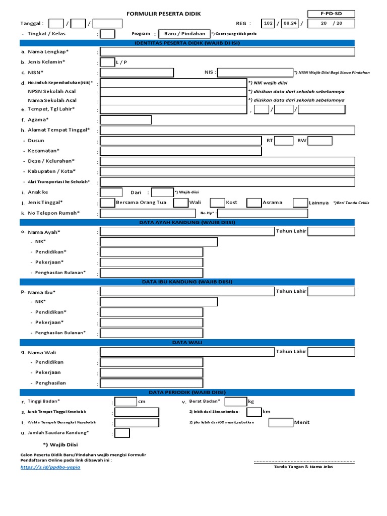 Formulir Peserta Didik Pdf