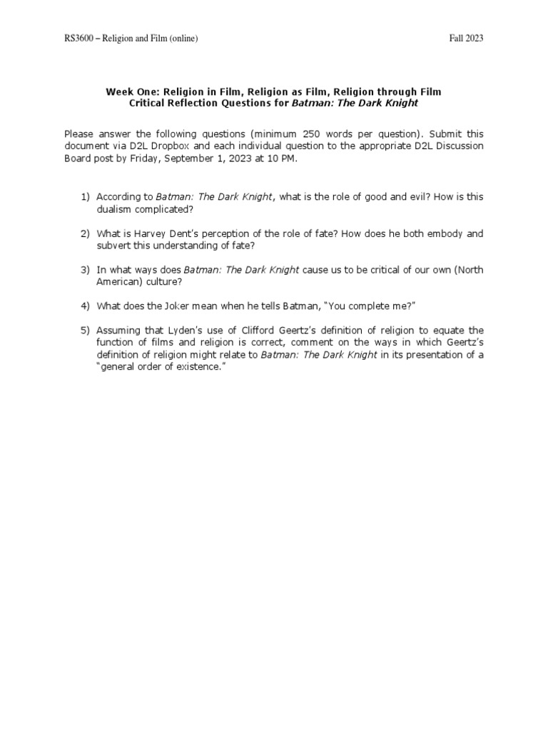 Batman Questions PDF