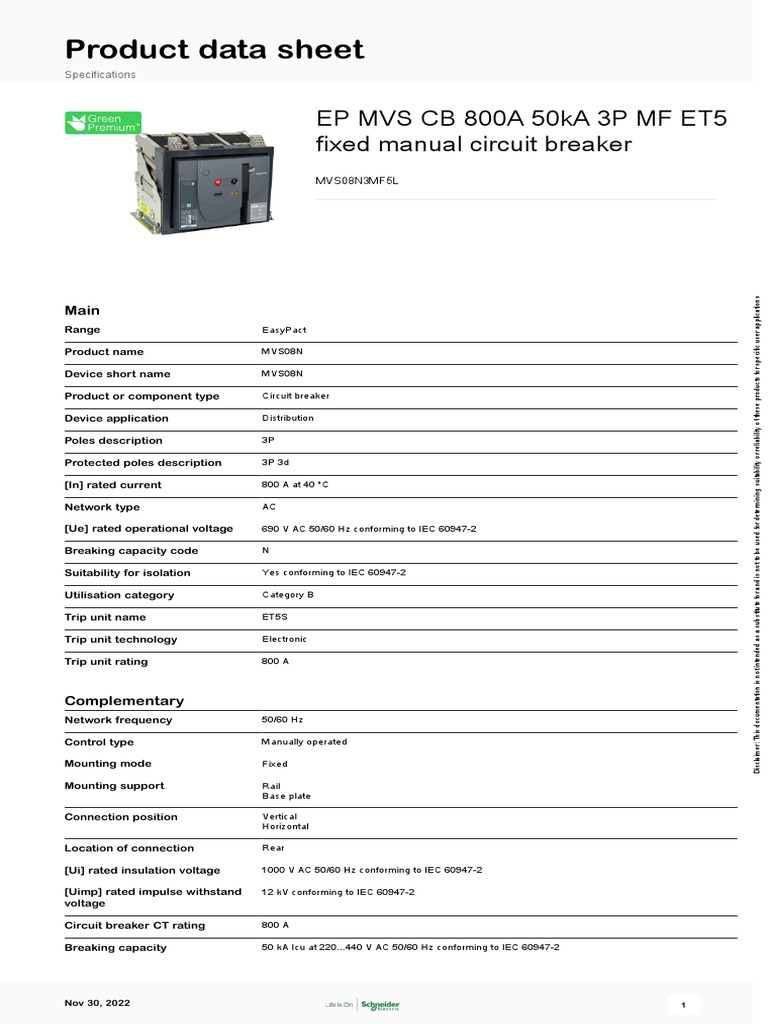 EasyPact MVS - MVS08N3M | PDF | Alternating Current | Electricity