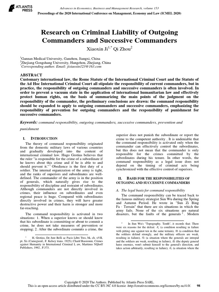 Research On Criminal Liability of Outgoing Command | PDF | Crime ...